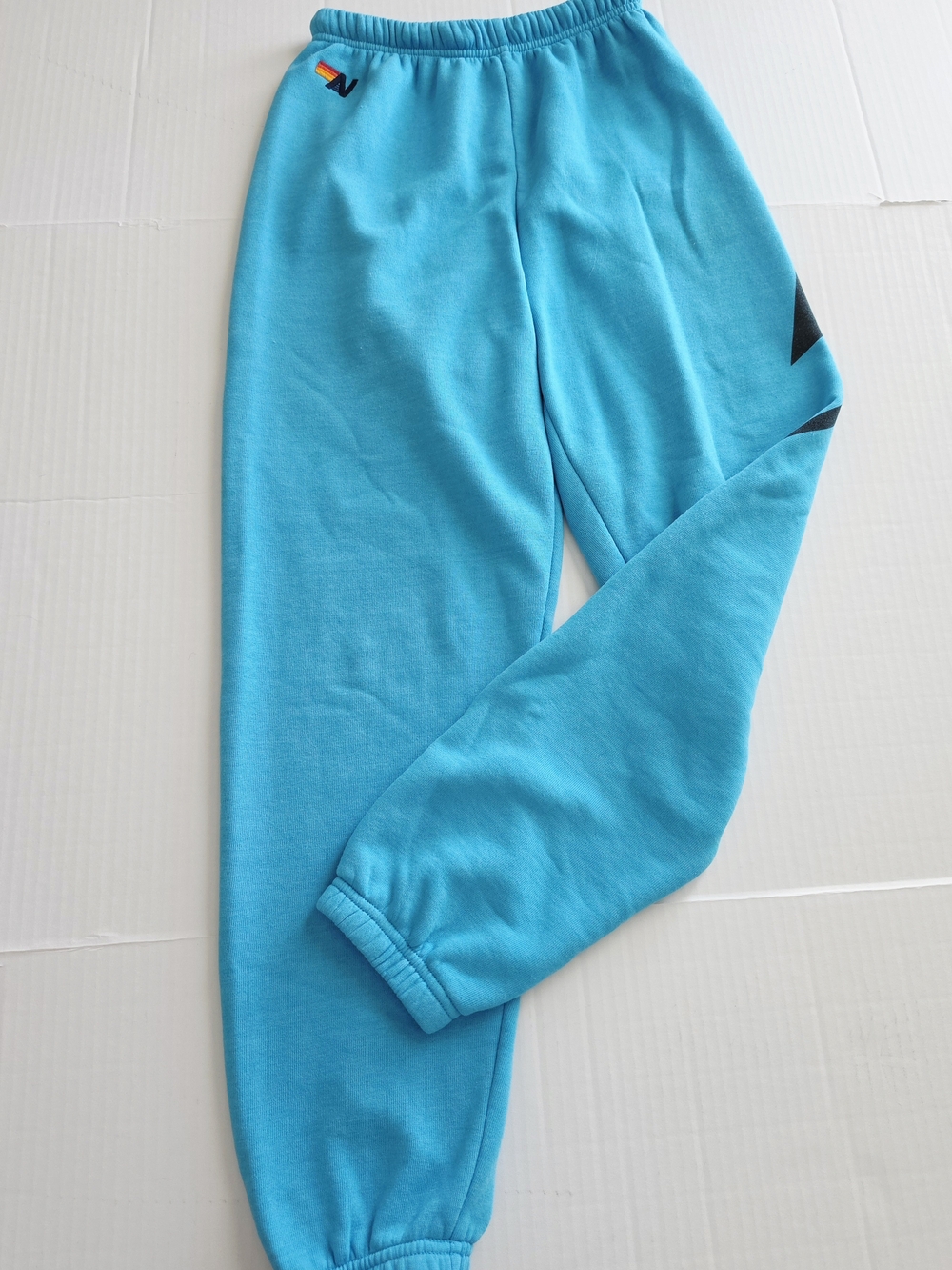Aviator Nation Turquoise Fleece Sweatpants with black bolt design  size small - Picture 5 of 6